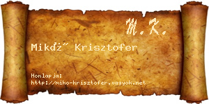 Mikó Krisztofer névjegykártya