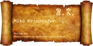 Mikó Krisztofer névjegykártya